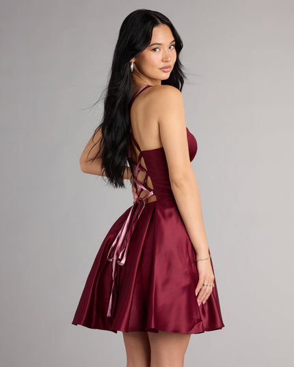 Celebrate in style with the Isabelle Satin Lace-Up Dress With Pockets, a holiday dresses standout that brings bold, festive flair and a party-ready look.