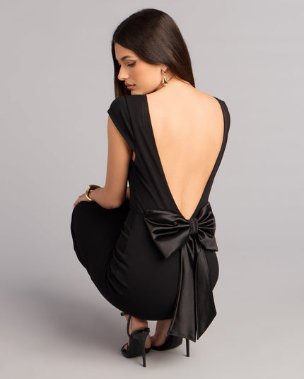 Solana Crepe Bow Midi Formal Dress