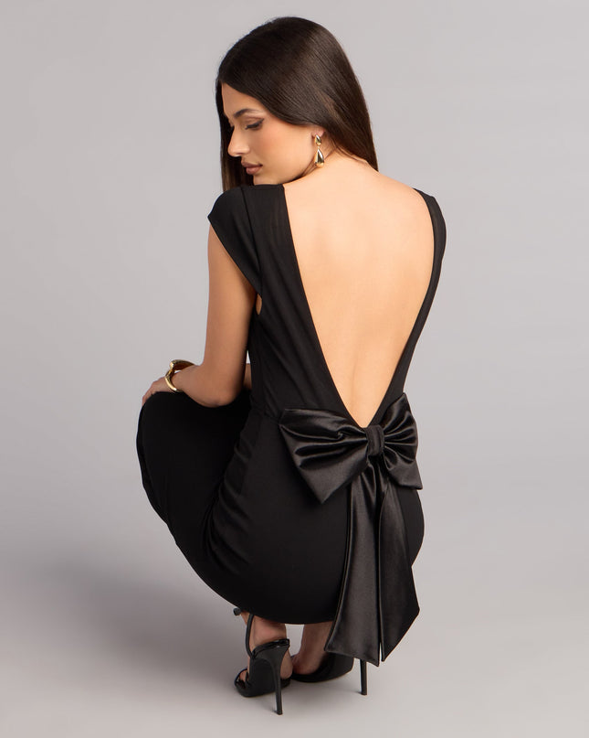 Solana Crepe Bow Midi Formal Dress