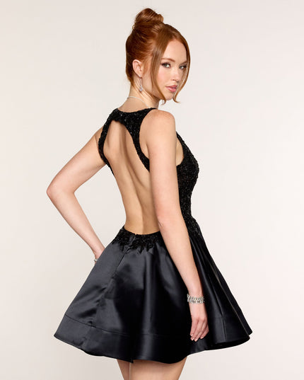 Cambria Beaded Satin A-Line Mini Dress