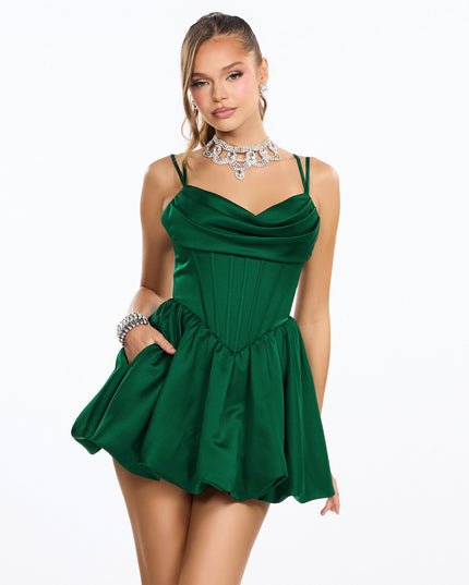 Maribelle Satin Corset Bubble Mini Dress