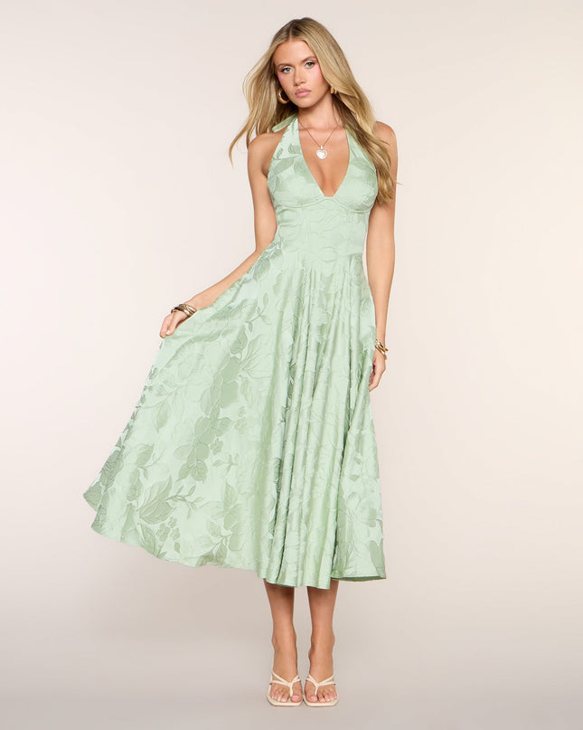 Ellen Lace-Up Halter A-Line Midi Formal Dress