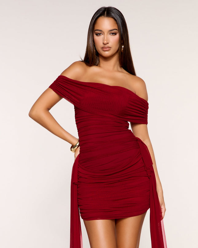 Lola Off-Shoulder Sash Mini Dress