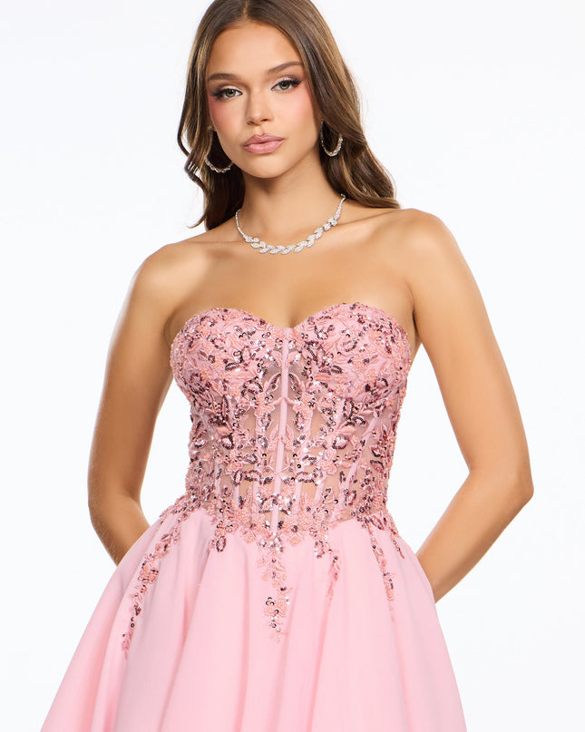 Juliette Applique Corset A-Line Mini Dress