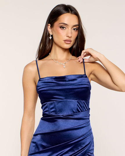Margaret Formal Satin Wrap Midi Dress