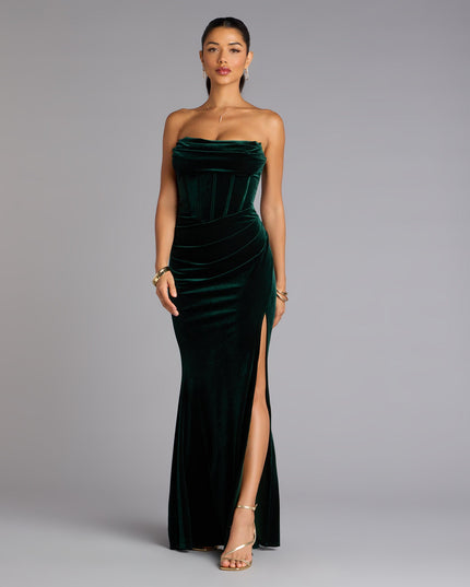 Julia Velvet Corset High Slit Mermaid Dress