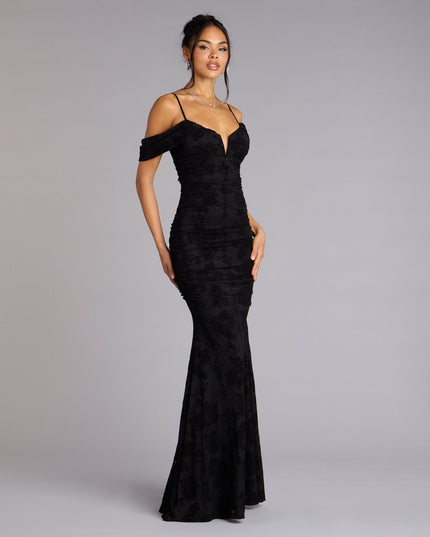 This prom dress, the Evelina Mesh Velvet Mermaid Formal Dress , features a sleek, floor-length design with trend-forward details that capture the excitement of Prom 2026.
