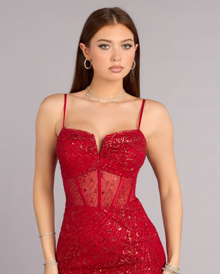 Sandy Glitter Corset Ball Gown