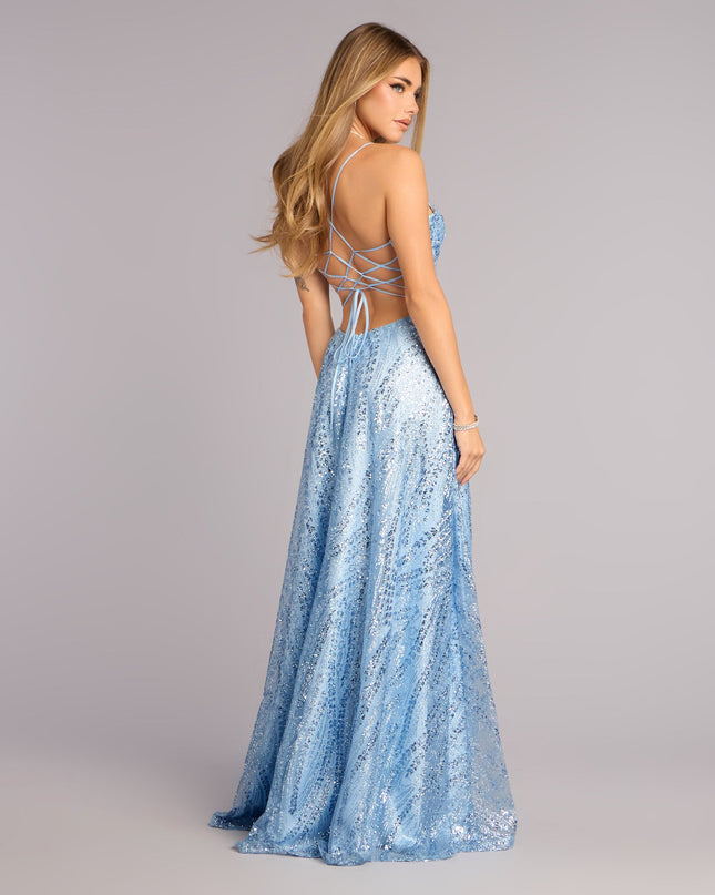 Drea Glitter Sequin Lace-Up A-line Formal Dress