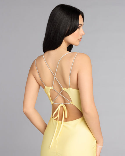 Eve V-Neck Rhinestone Lace-Up Formal Dress