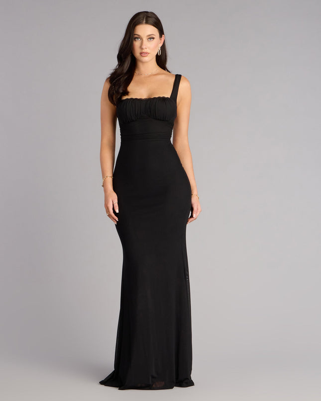 Arden Mesh Lace-Up Mermaid Formal Dress