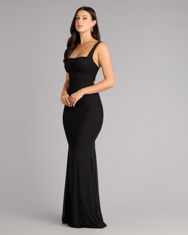Arden Mesh Lace-Up Mermaid Formal Dress