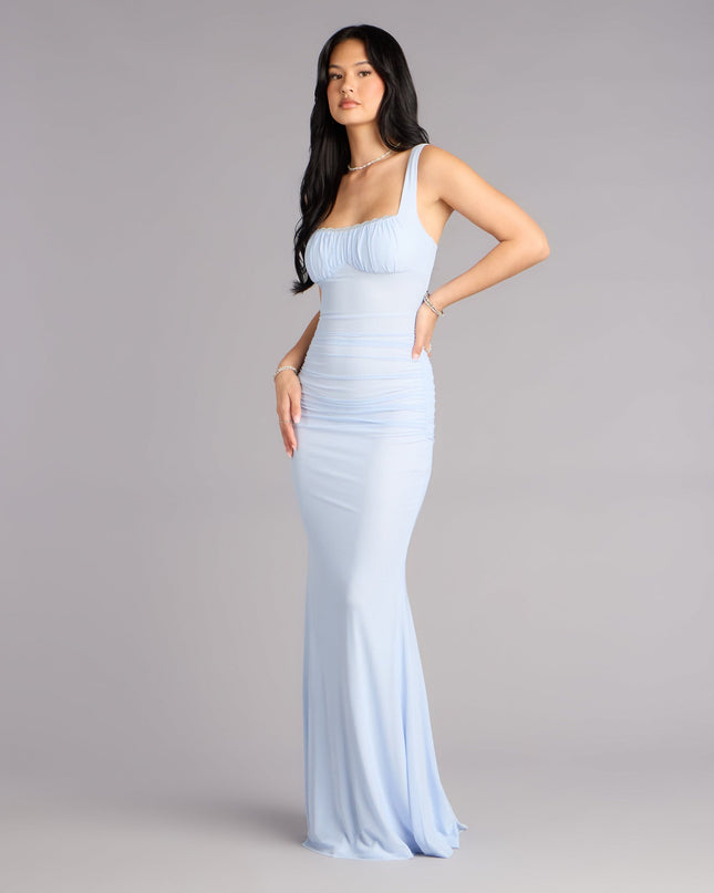 Arden Mesh Lace-Up Mermaid Formal Dress