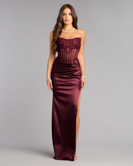 Adria Satin Corset Column Formal Dress