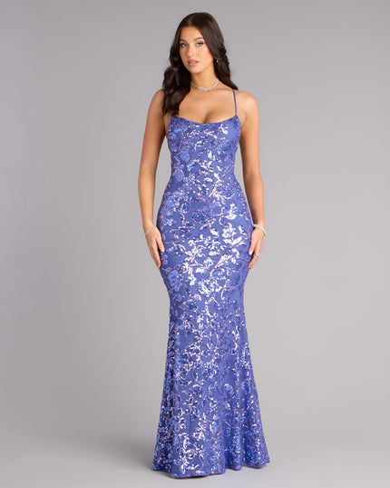 This navy blue prom dress, the Betty Sequin Strappy Mermaid Formal Dress , features a sleek, floor-length design with trend-forward details that capture the excitement of Prom 2026.