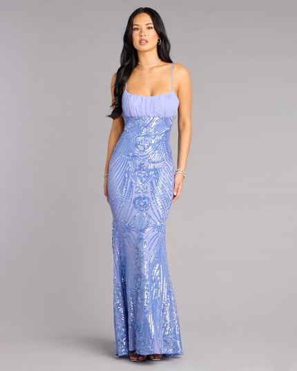 Indie Sequin Bow Column Formal Dress