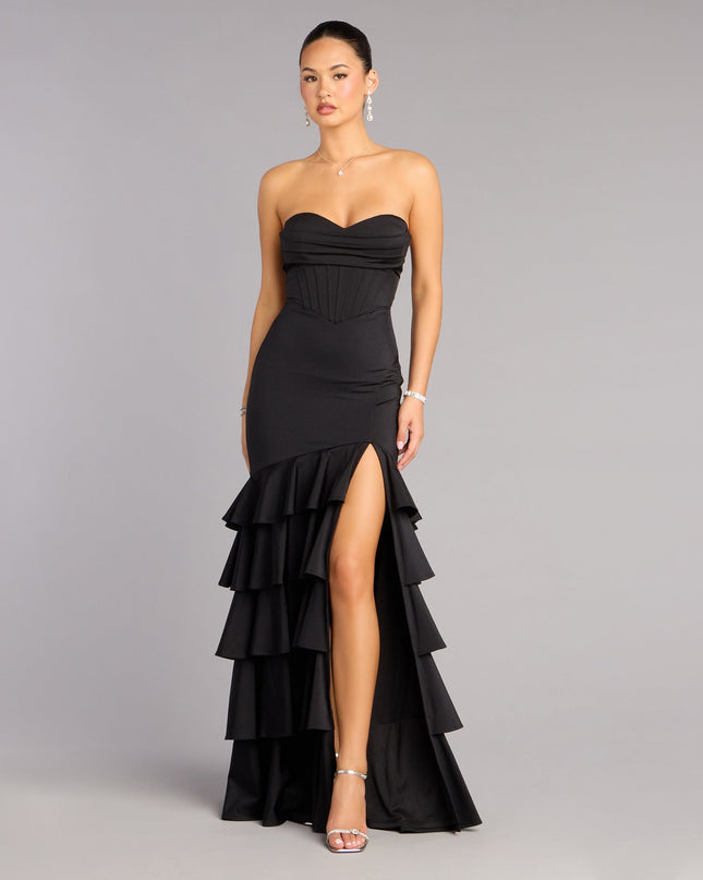 Cameron Ruffled High-Slit Corset Mermaid Dress
