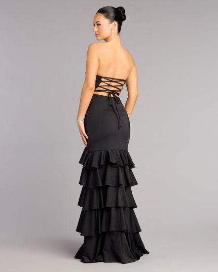 Cameron Ruffled High-Slit Corset Mermaid Dress