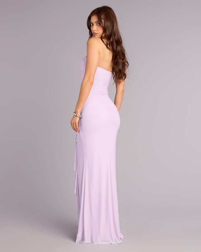 Sienna Mesh Ruffle Slit Formal Dress