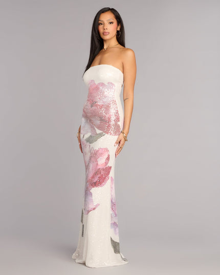 Kiki Floral Sequin Formal Dress
