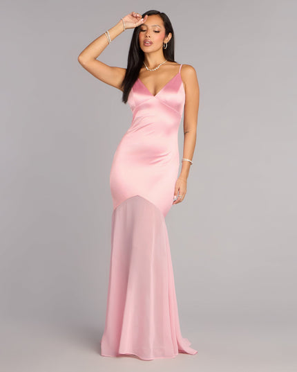 Sandy Satin Tie-Back Chiffon Formal Dress