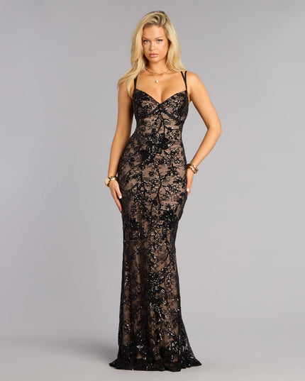 Discover a formal dress like the Irie Sequin Lace Mermaid Formal Dress in black featuring a flattering fit, smooth fabric, and refined design for any formal occasion.