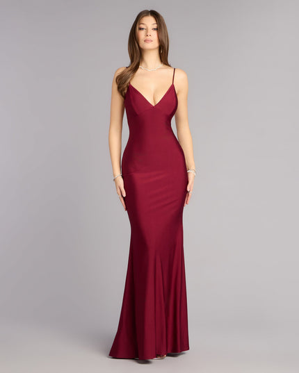 This wine prom dress, the Haley Open Back Sash Mermaid Formal Dress , features a sleek, floor-length design with trend-forward details that capture the excitement of Prom 2026.