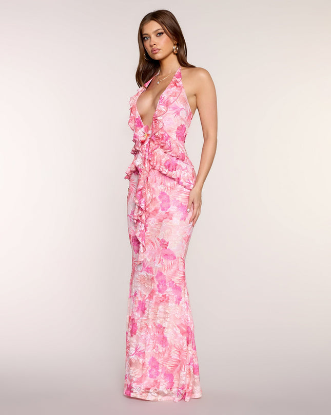 Hailie Tropical Floral Lace Formal Dress