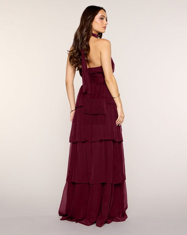Lindsay Halter Ruffle A-Line Maxi Dress