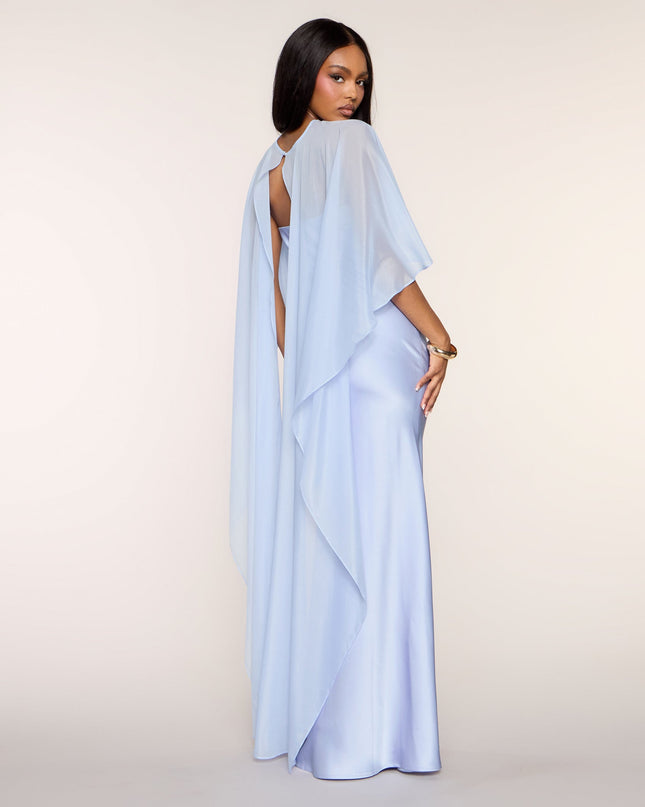 Felicity Satin Dress With Sheer Shawl