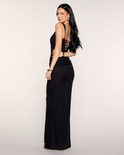 Estelle Lace-Up Mesh Mermaid Formal Dress