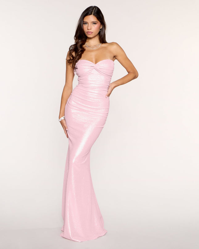 Annika Foiled Glitter Strapless Mermaid Dress