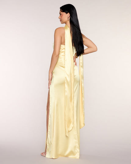 Jordan Satin Formal Dress With Scarf