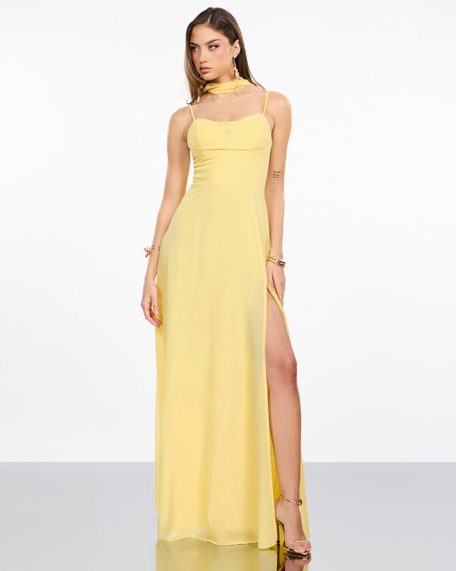 Cassidy Scarf Neck Chiffon Formal Dress