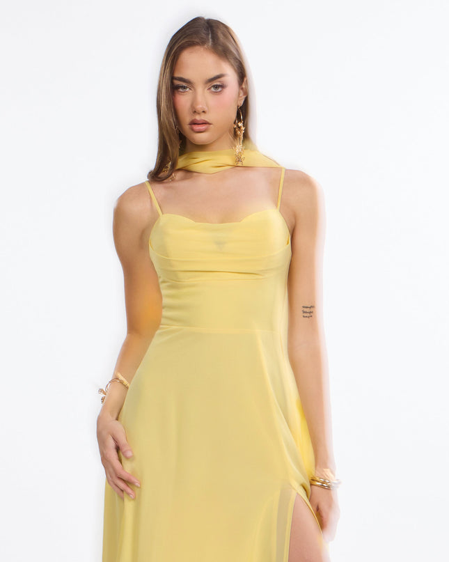 Cassidy Scarf Neck Chiffon Formal Dress