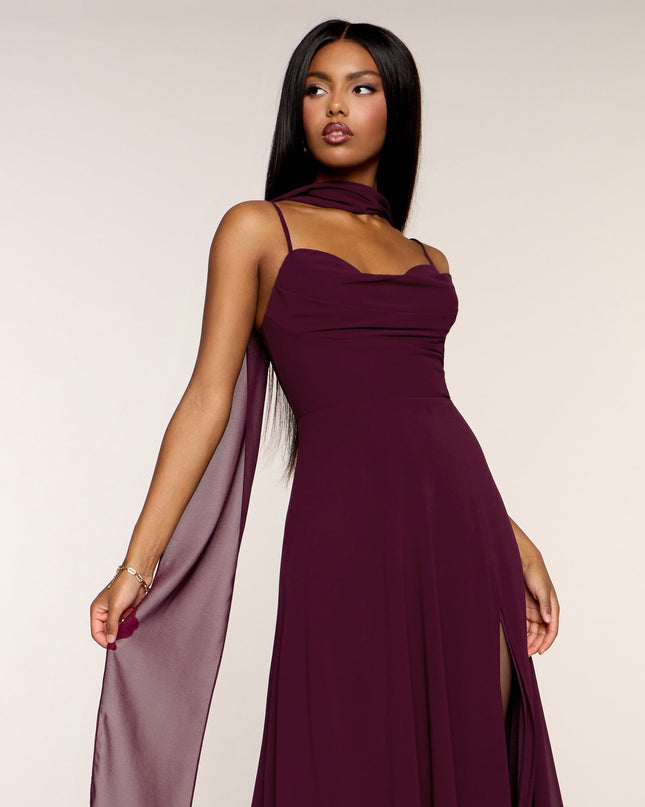 Cassidy Scarf Neck Chiffon Formal Dress