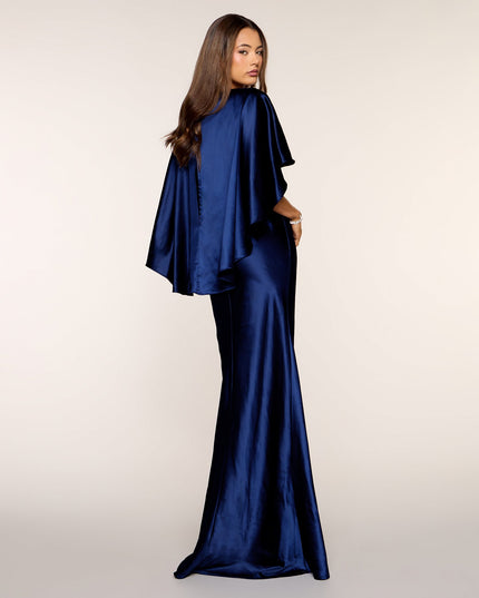Kerry Satin Cape Mermaid Formal Dress
