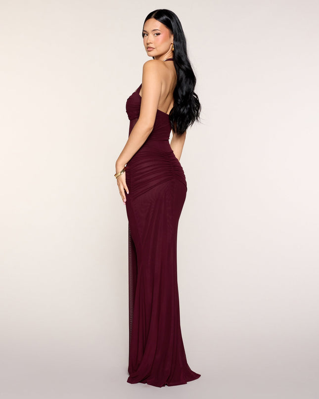 Mariana Sheer Mesh Halter Mermaid Dress