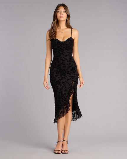 Sweetheart Chic Ruffle Midi Dress
