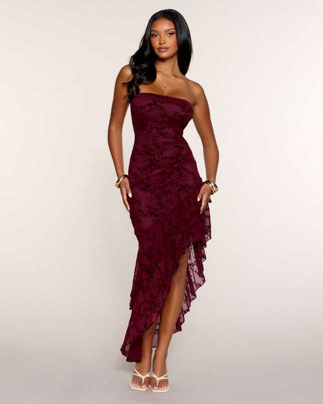 Chic Edge Floral Velvet Burnout Maxi Dress