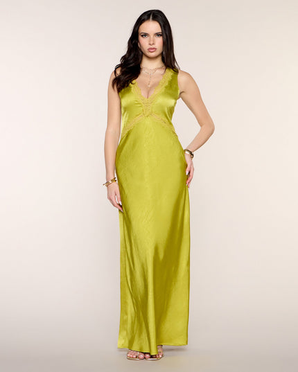 Best Guest Satin Lace Maxi Dress