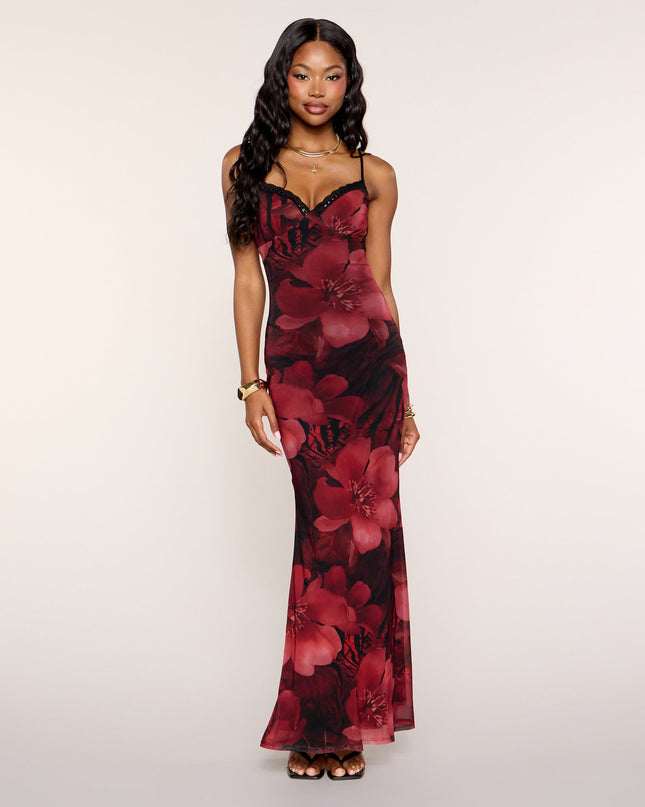 Blooming Beauty Floral Print Mesh Maxi Dress
