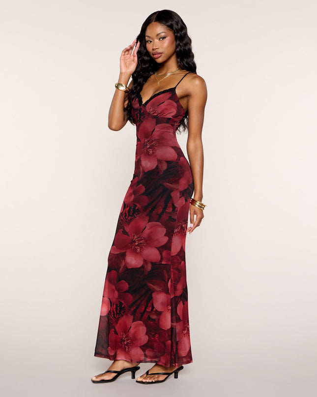 Blooming Beauty Floral Print Mesh Maxi Dress