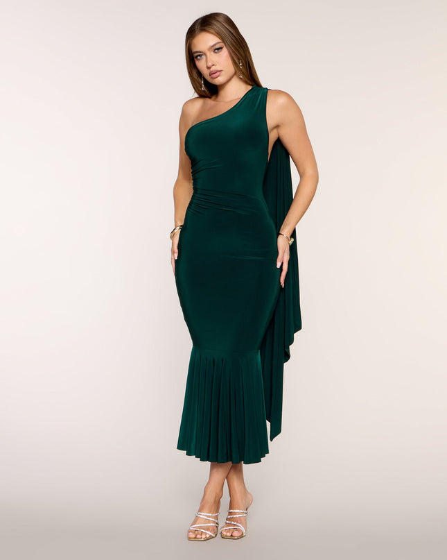 Sash Statement One-Shoulder Bodycon Maxi Dress