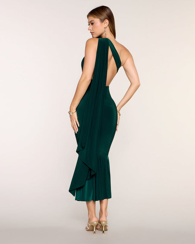 Sash Statement One-Shoulder Bodycon Maxi Dress
