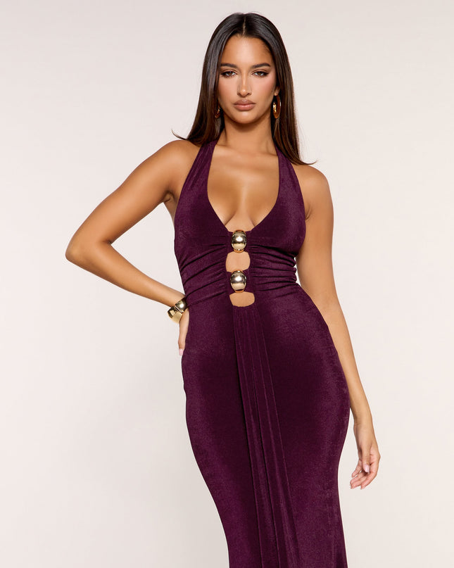 Extra Attention Slinky Knit Cutout Maxi Dress