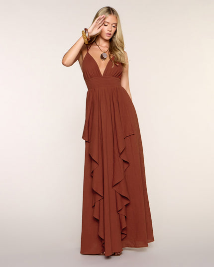 Just Like A Dream Strappy Back Ruffled Maxi Dress