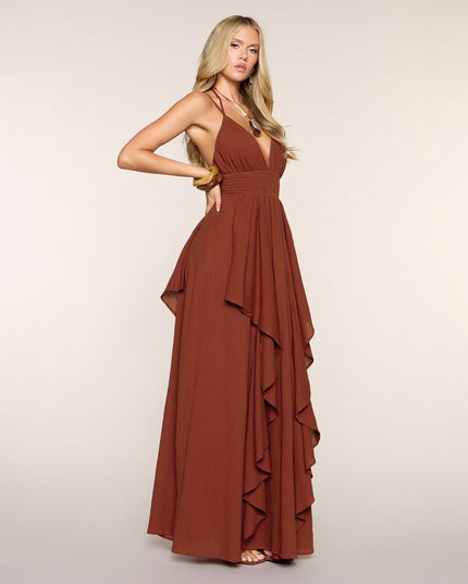 Just Like A Dream Strappy Back Ruffled Maxi Dress