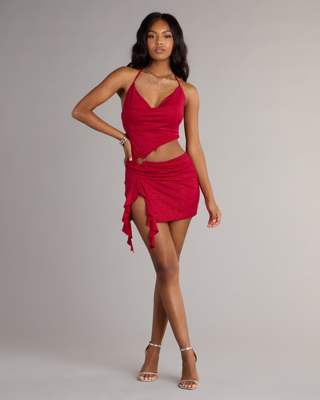 All Eyes On You Glitter Knit Cutout Mini Dress