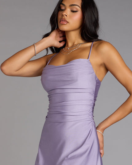 The Set The Vibe Asymmetric A-Line Mini Dress is your new go-to Windsor dress—effortless, versatile, and made to update your party-ready style in seconds.